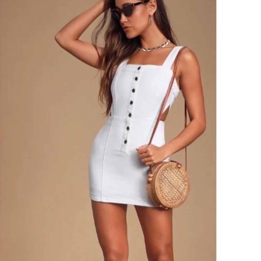 Jack by BB Dakota Little Sumptin' White Denim Button-Front Skort Dress